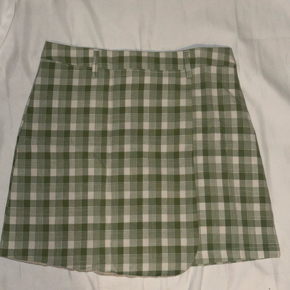 SHEIN Green Plaid Mini Skirt